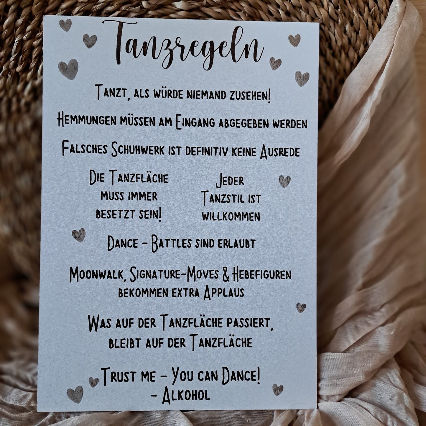 Schild Tanzregeln