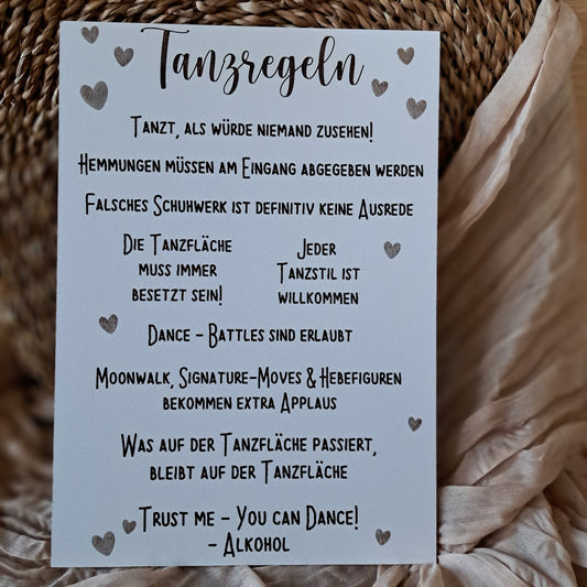 Schild Tanzregeln